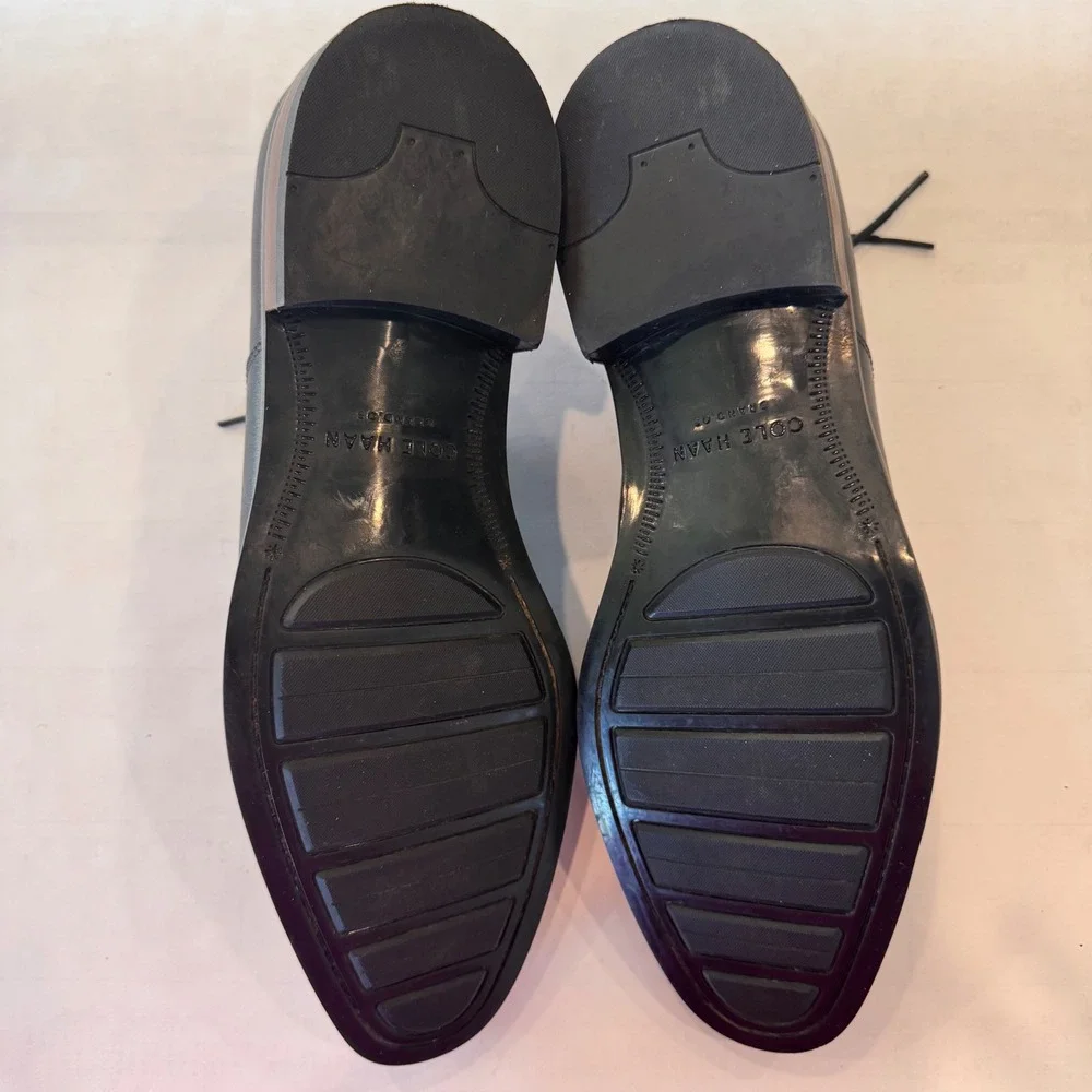 Cole Haan Grand.OS Lenox Hill Men 9.5 M Black Leather Cap Toe Oxford‎ C13082
